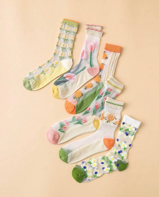 Calcetas Mesh Floral