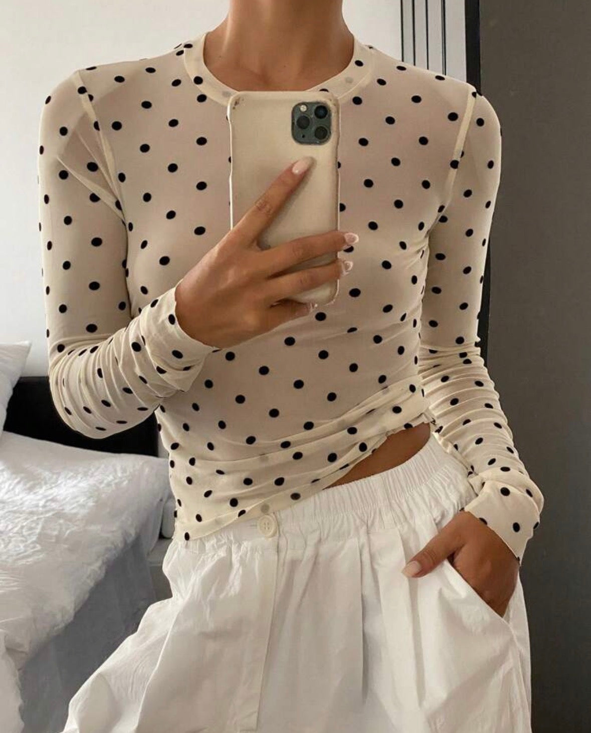 Top Mesh Polka Dots