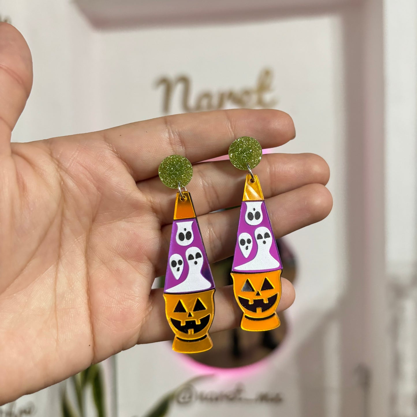 Aretes Lampara de Lava Halloween Acrílico