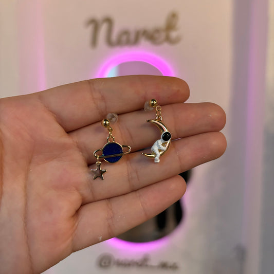 Aretes Astronauta, Luna y Planeta