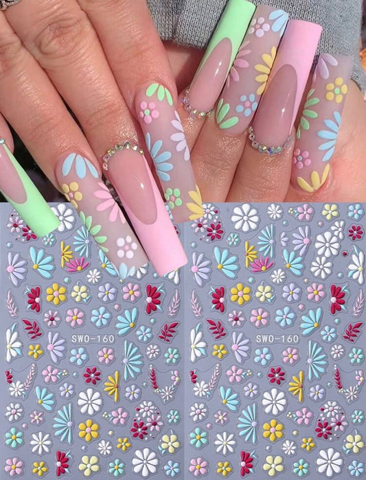 Stickers Uñas Flores Pastel