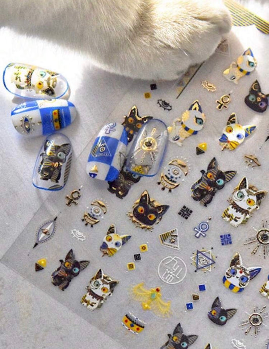 Sticker Uñas Gatos Egipcios