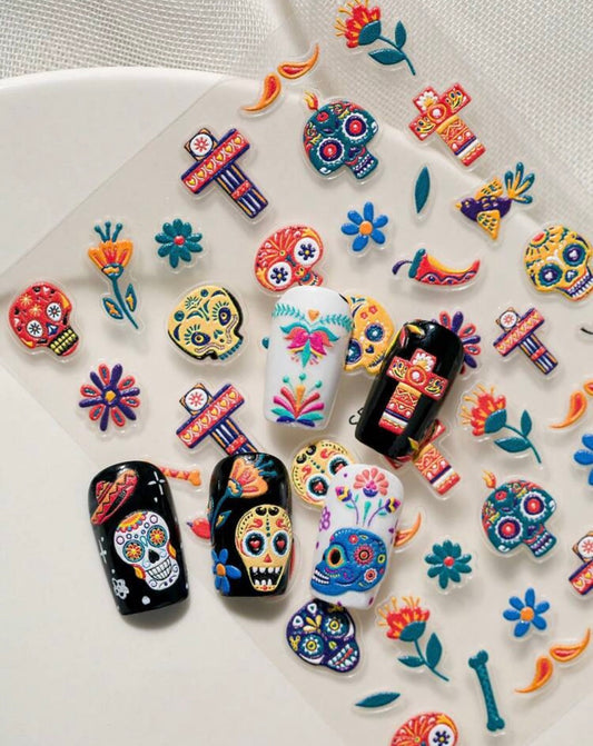 Sticker Uñas Día De Muertos