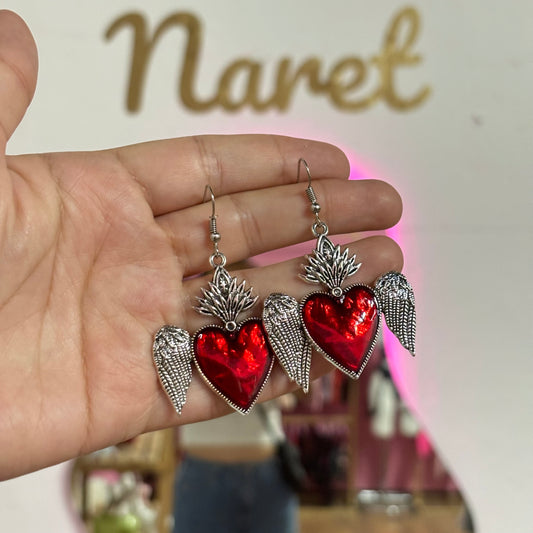 Aretes Corazon Alas