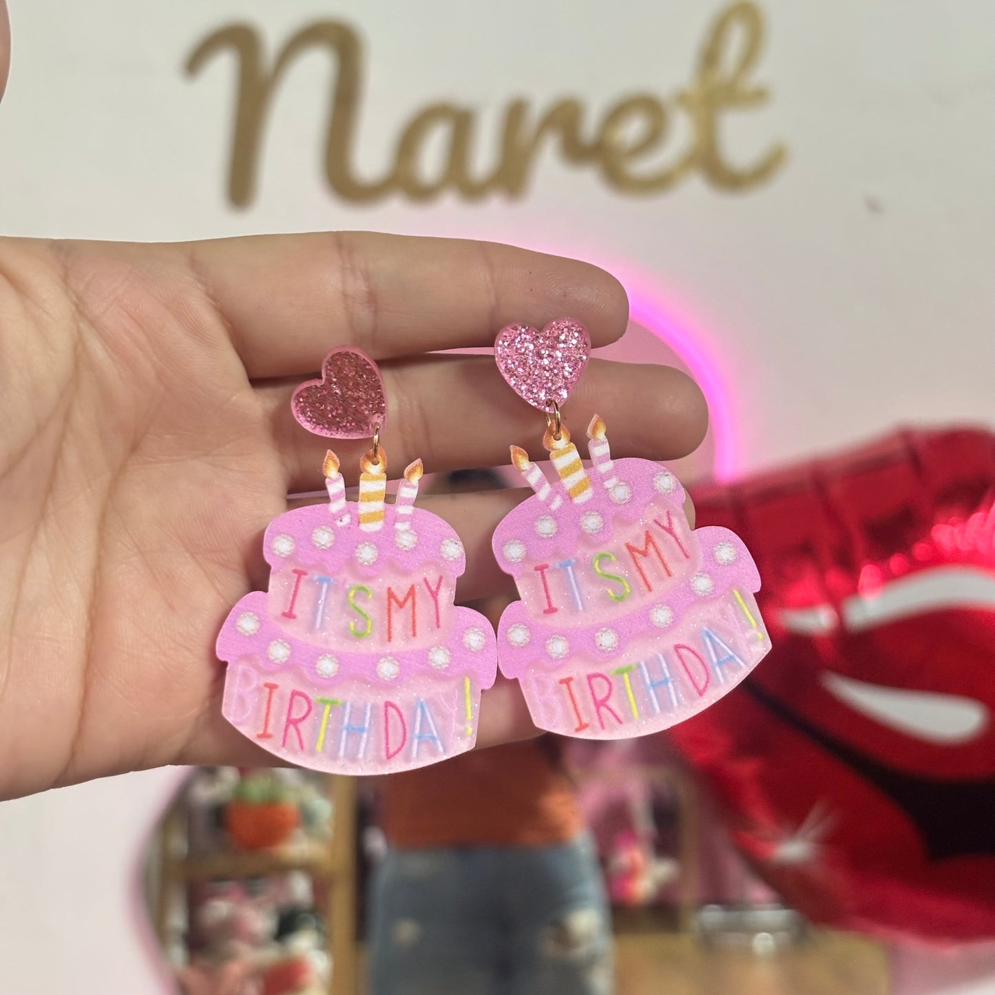 Aretes Birthday Acrilico