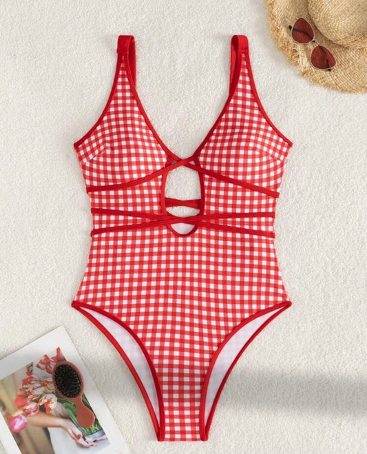 Bañador Cuadros Rojos