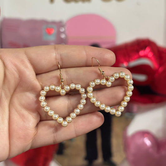 Aretes Heart Pearls