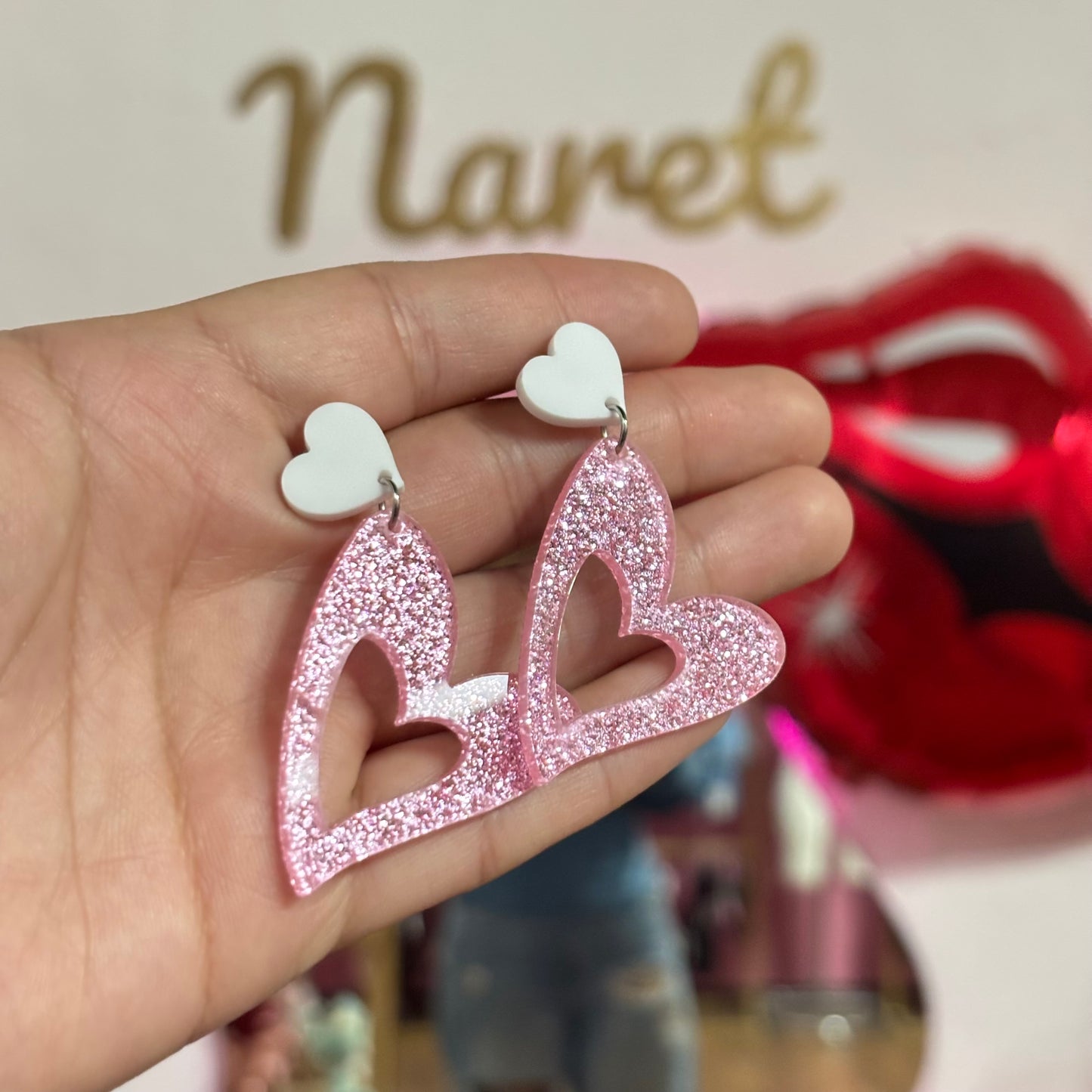 Aretes San Valentín Acrílico