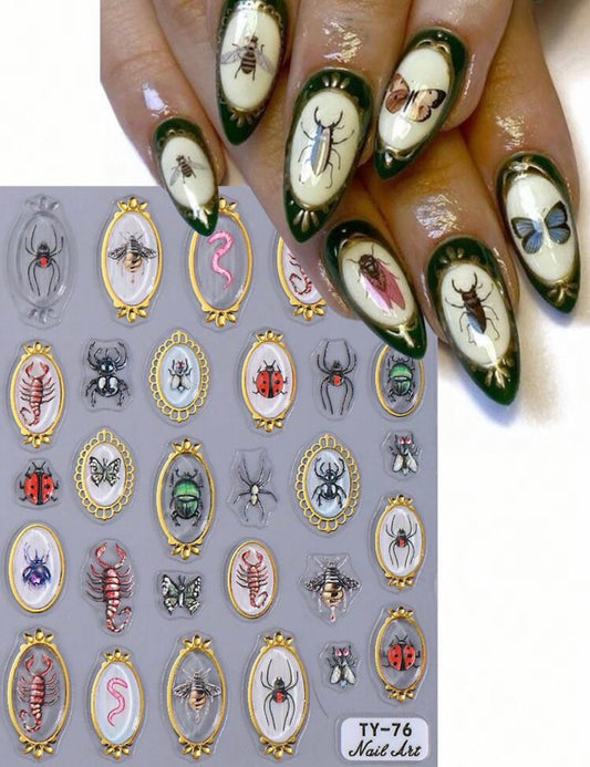 Stickers Uñas Insectos 3D