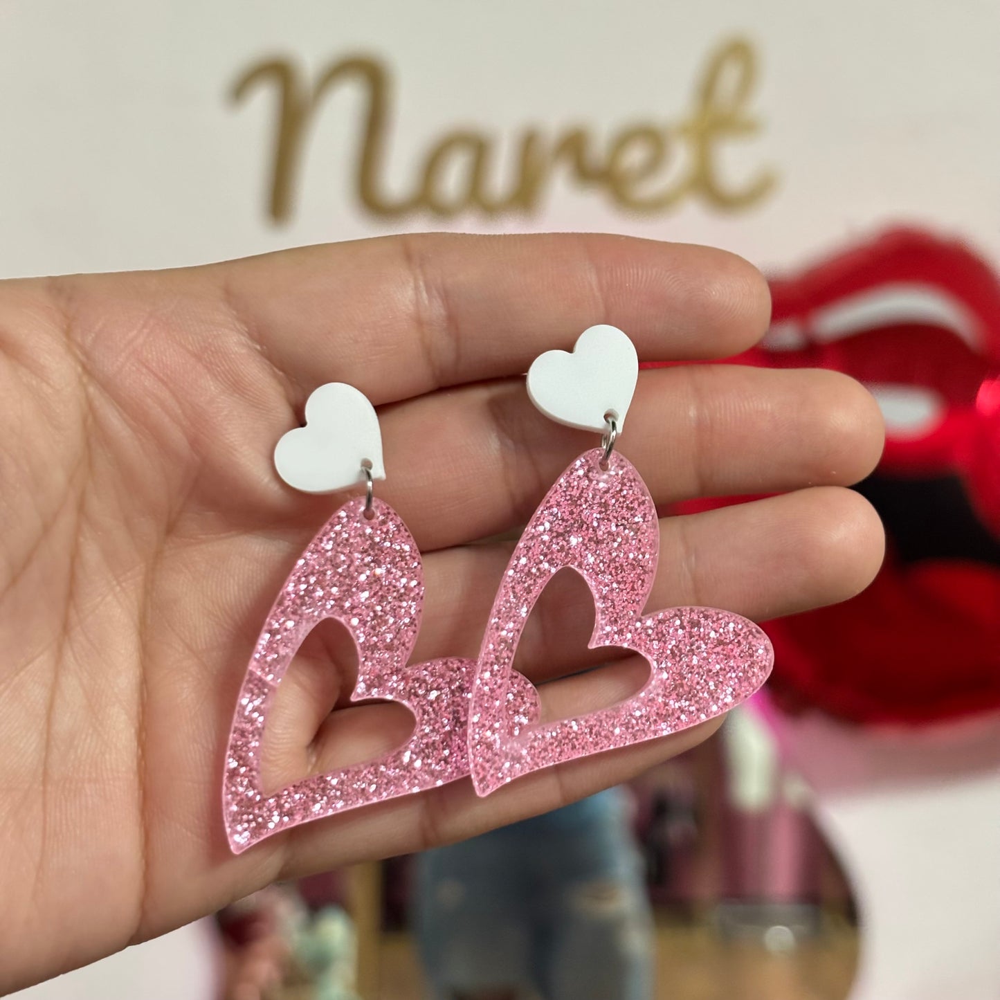Aretes San Valentín Acrílico