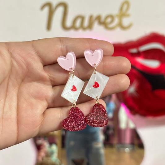 Aretes San Valentín Acrílico