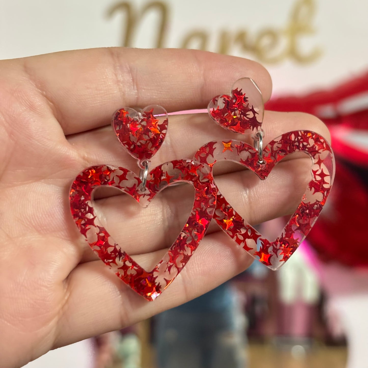 Aretes San Valentín Acrílico
