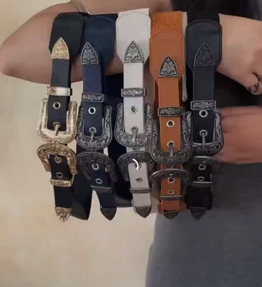 Cinturilla Doble Hebilla Plateada