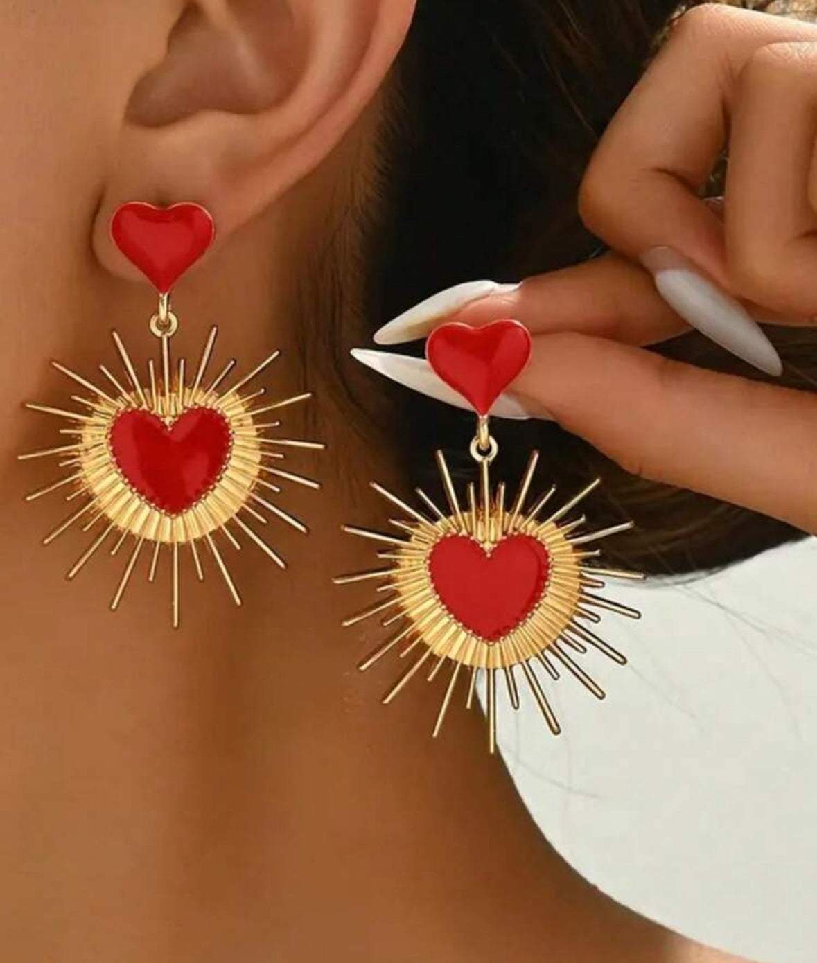 Aretes Corazón Rojo Victoriano
