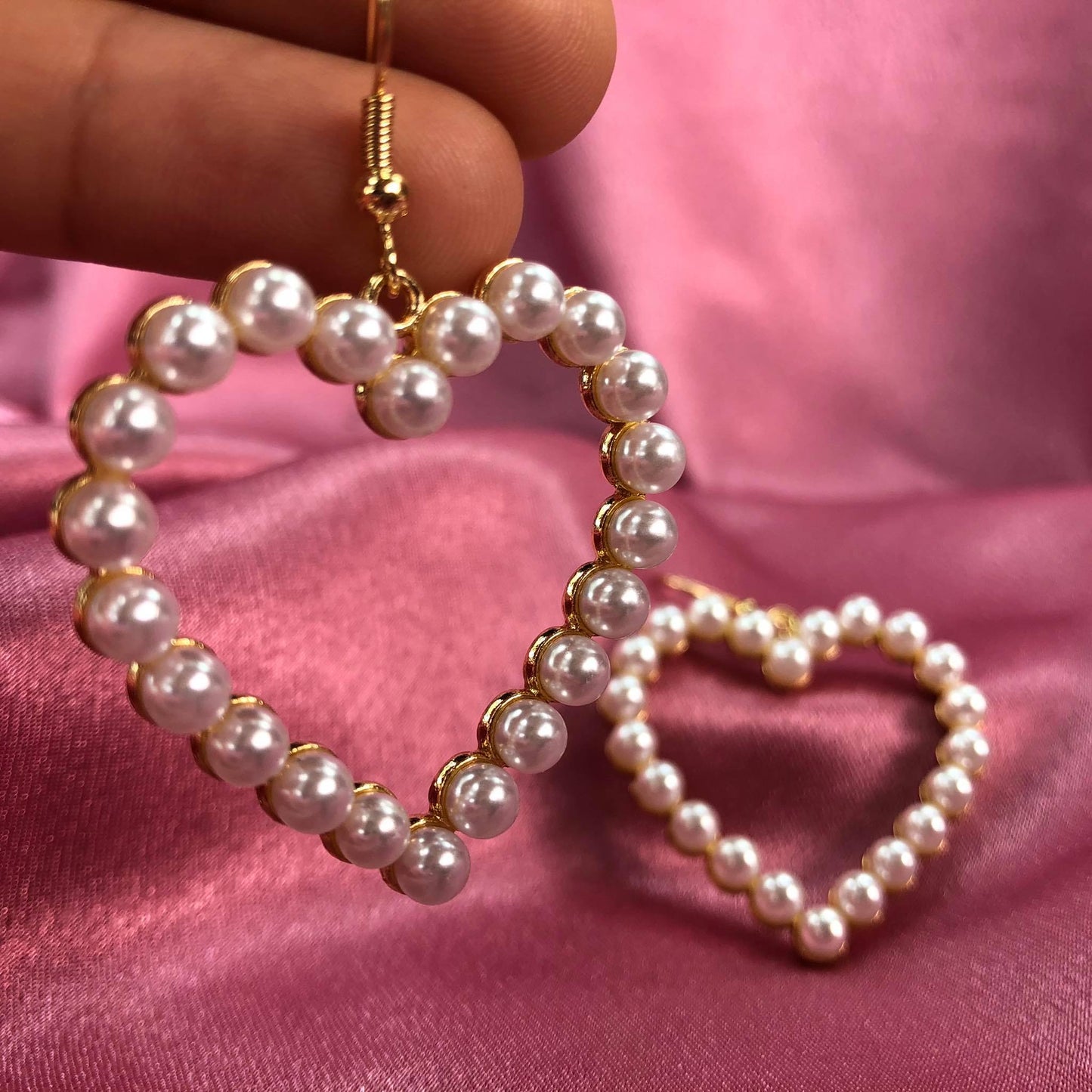 Aretes Heart Pearls