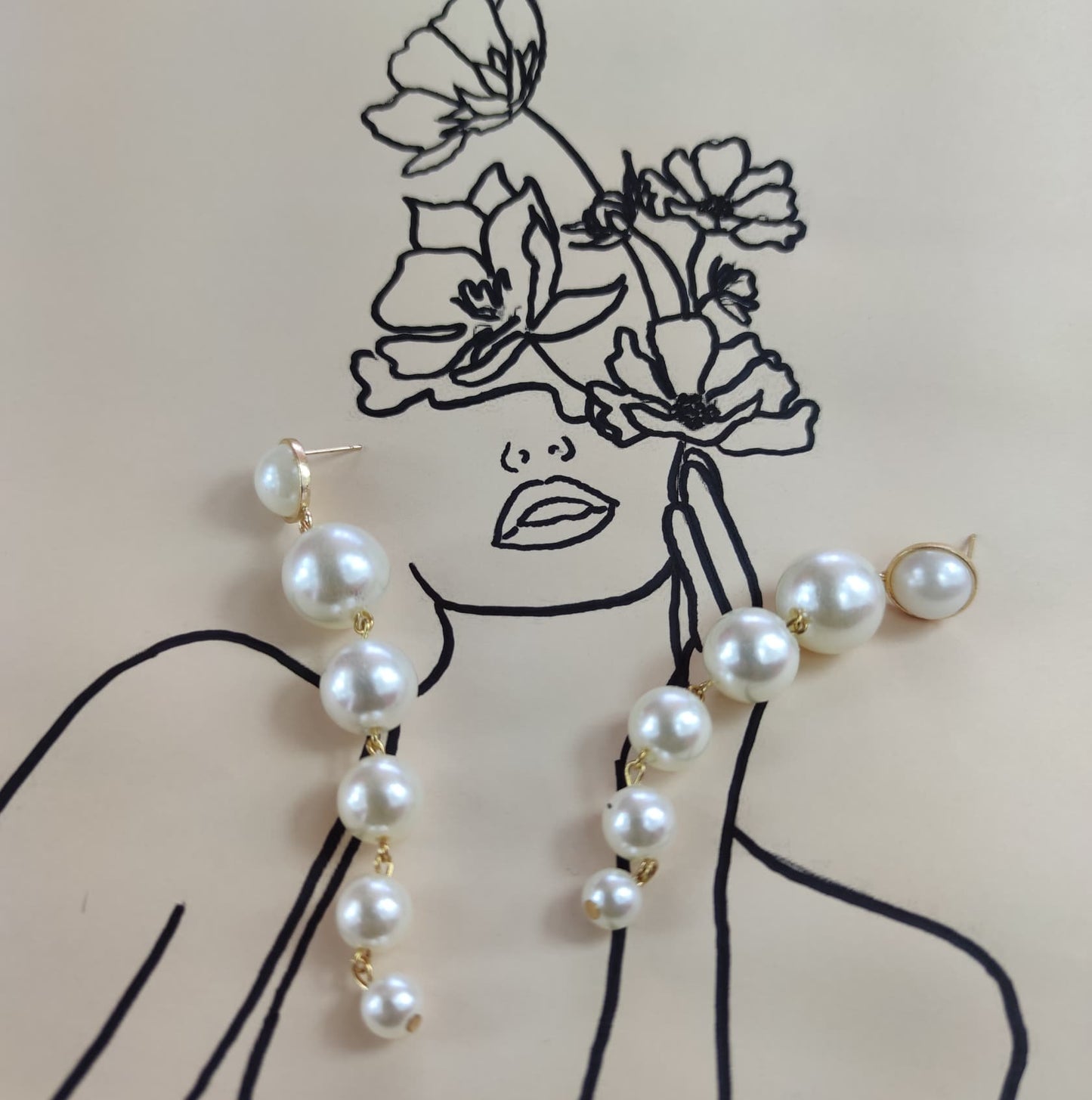 Aretes Largos Perlas