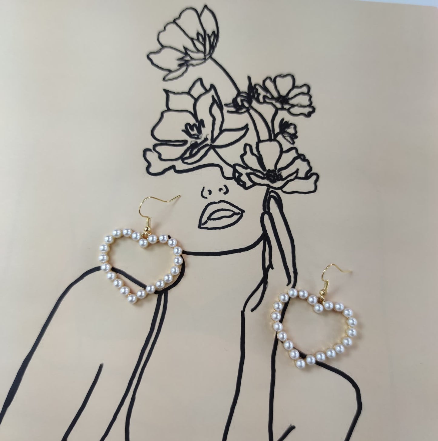 Aretes Heart Pearls
