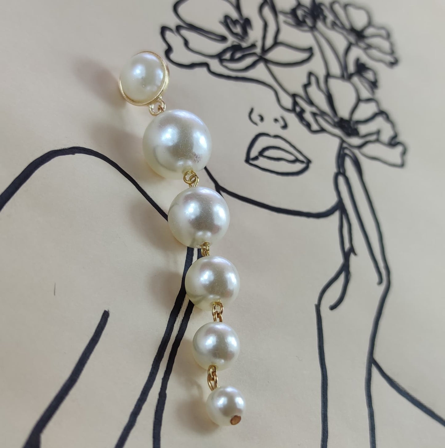 Aretes Largos Perlas