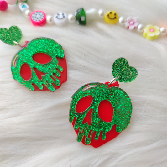 Aretes Manzana Envenenada Acrílico