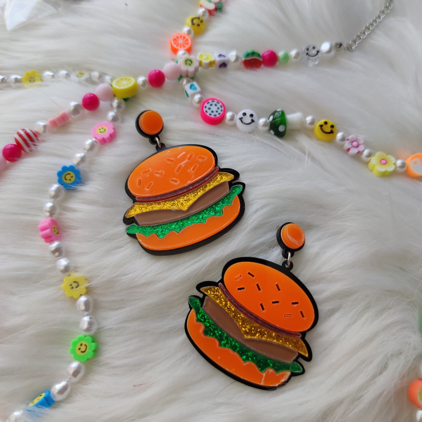 Aretes Hamburguesas Acrílico