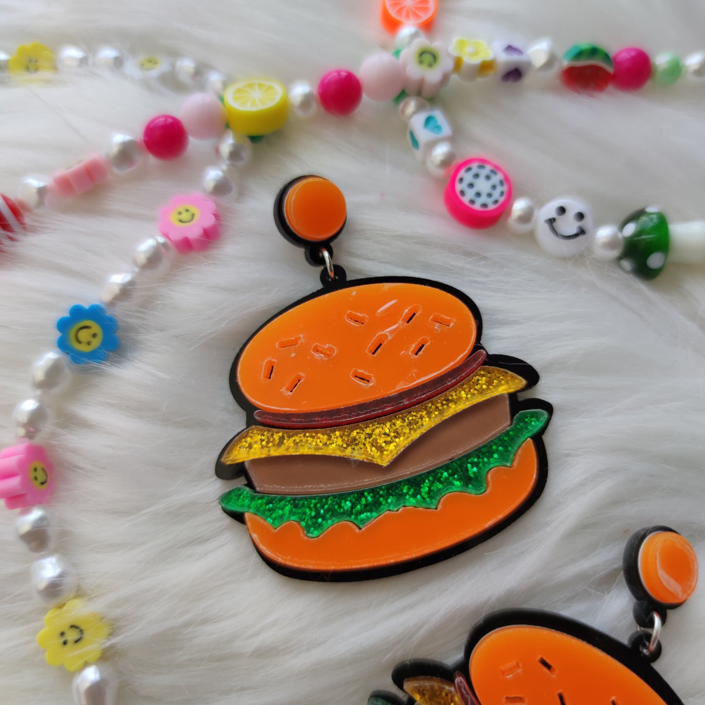 Aretes Hamburguesas Acrílico