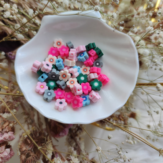 Cuenta Fimo Flor Pastel 25 pzs