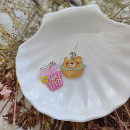 Aretes Palomitas y Hamburguesa