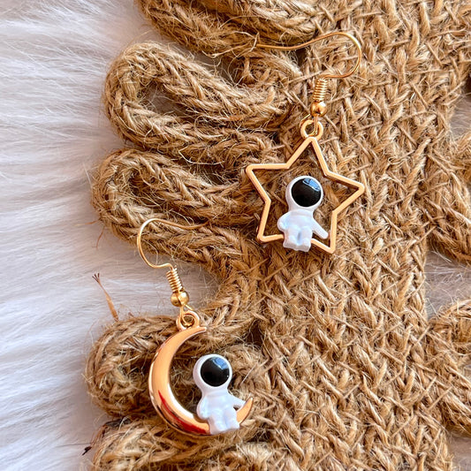Aretes Astronautas Luna y Estrella
