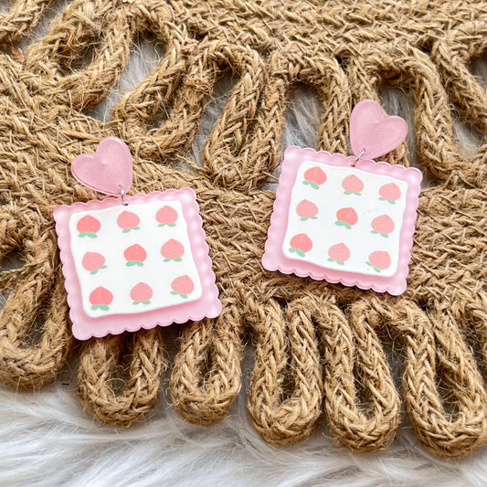 Aretes Cuadrados Duraznos