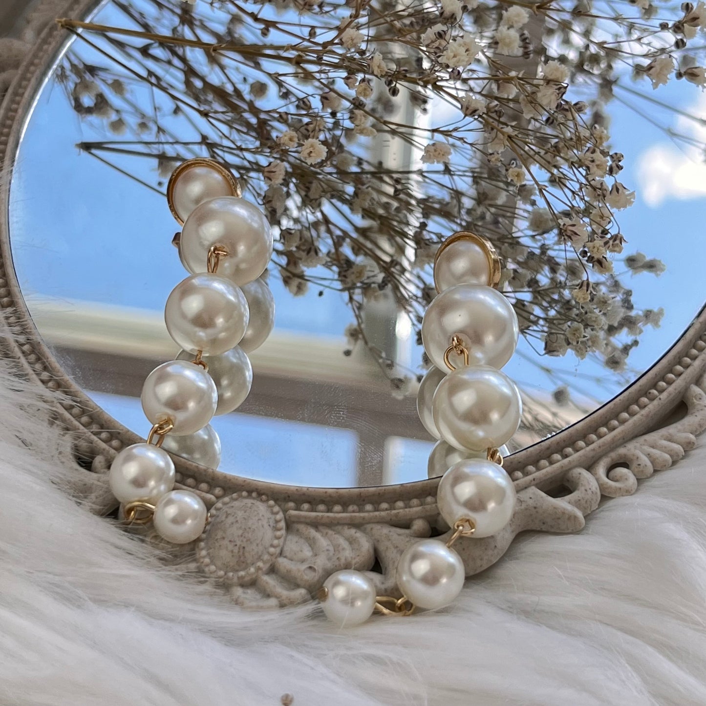 Aretes Largos Perlas